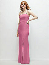 Rear View Thumbnail - Orchid Pink Tie-Back Cutout Trumpet Gown with Front Slit