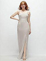 Front View Thumbnail - Oyster Tie-Back Cutout Trumpet Gown with Front Slit