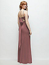 Alt View 1 Thumbnail - Rosewood Tie-Back Cutout Trumpet Gown with Front Slit