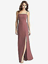 Alt View 2 Thumbnail - Rosewood Tie-Back Cutout Trumpet Gown with Front Slit