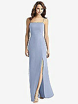 Alt View 2 Thumbnail - Sky Blue Tie-Back Cutout Trumpet Gown with Front Slit