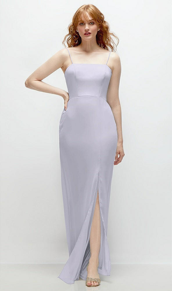 Front View - Silver Dove Tie-Back Cutout Trumpet Gown with Front Slit