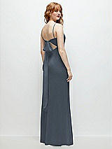 Alt View 1 Thumbnail - Silverstone Tie-Back Cutout Trumpet Gown with Front Slit