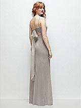 Alt View 1 Thumbnail - Taupe Tie-Back Cutout Trumpet Gown with Front Slit