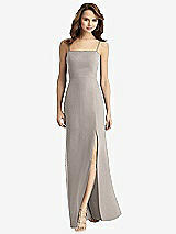 Alt View 2 Thumbnail - Taupe Tie-Back Cutout Trumpet Gown with Front Slit