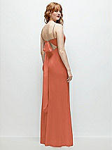 Alt View 1 Thumbnail - Terracotta Copper Tie-Back Cutout Trumpet Gown with Front Slit