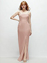 Front View Thumbnail - Toasted Sugar Tie-Back Cutout Trumpet Gown with Front Slit