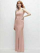 Rear View Thumbnail - Toasted Sugar Tie-Back Cutout Trumpet Gown with Front Slit