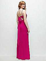 Alt View 1 Thumbnail - Think Pink Tie-Back Cutout Trumpet Gown with Front Slit