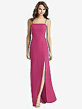 Alt View 2 Thumbnail - Tea Rose Tie-Back Cutout Trumpet Gown with Front Slit