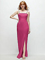 Front View Thumbnail - Tea Rose Tie-Back Cutout Trumpet Gown with Front Slit