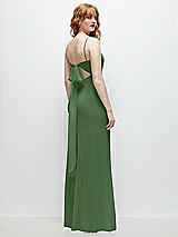 Alt View 1 Thumbnail - Vineyard Green Tie-Back Cutout Trumpet Gown with Front Slit