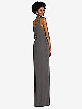 Rear View Thumbnail - Caviar Gray One-Shoulder Chiffon Trumpet Gown