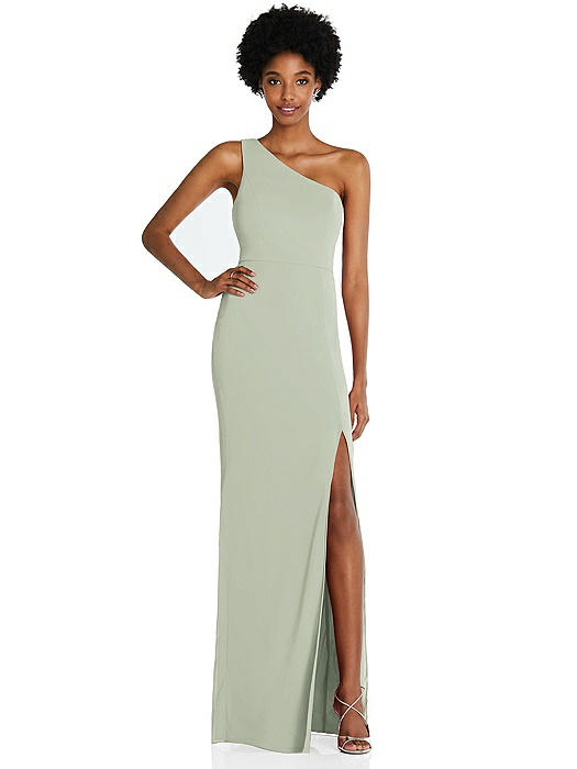 One-Shoulder Chiffon Trumpet Gown