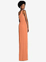 Rear View Thumbnail - Sweet Melon One-Shoulder Chiffon Trumpet Gown