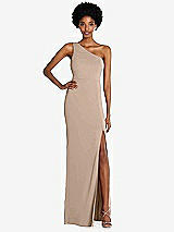 Front View Thumbnail - Topaz One-Shoulder Chiffon Trumpet Gown