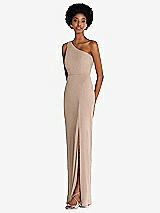 Side View Thumbnail - Topaz One-Shoulder Chiffon Trumpet Gown