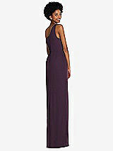 Rear View Thumbnail - Aubergine One-Shoulder Chiffon Trumpet Gown