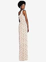 Rear View Thumbnail - Coquette Floral Print One-Shoulder Chiffon Trumpet Gown