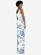 Rear View Thumbnail - Cottage Rose Dusk Blue One-Shoulder Chiffon Trumpet Gown