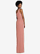 Rear View Thumbnail - Desert Rose One-Shoulder Chiffon Trumpet Gown