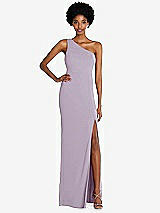 Front View Thumbnail - Lilac Haze One-Shoulder Chiffon Trumpet Gown