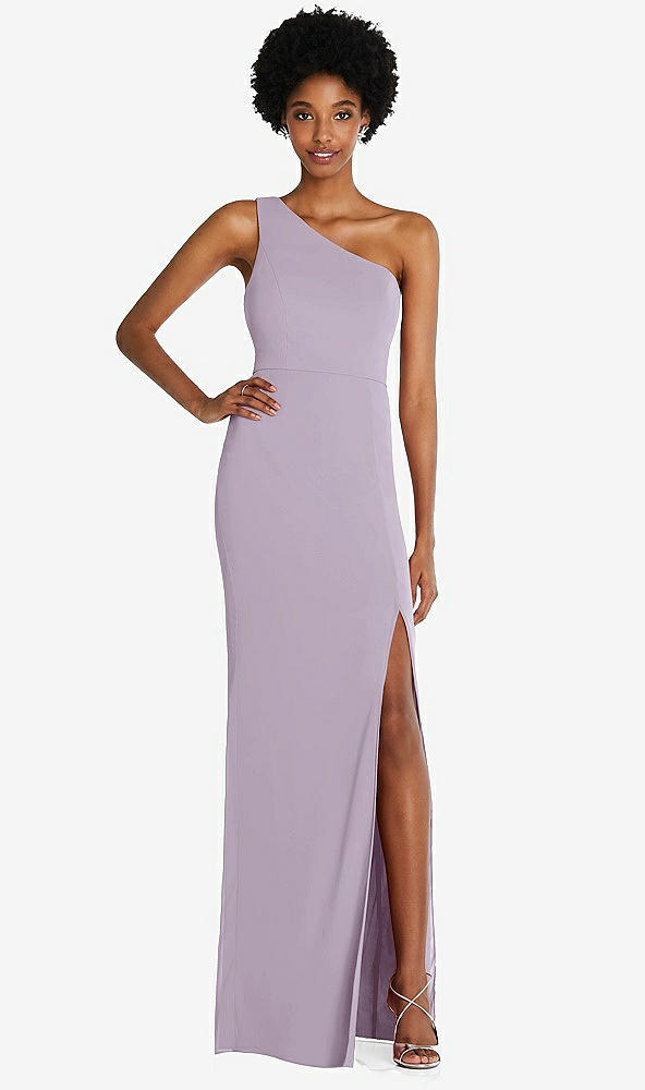 Front View - Lilac Haze One-Shoulder Chiffon Trumpet Gown