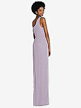 Rear View Thumbnail - Lilac Haze One-Shoulder Chiffon Trumpet Gown