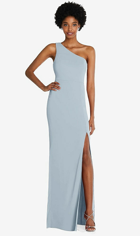 Front View - Mist One-Shoulder Chiffon Trumpet Gown