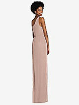 Rear View Thumbnail - Neu Nude One-Shoulder Chiffon Trumpet Gown