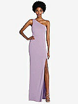 Front View Thumbnail - Pale Purple One-Shoulder Chiffon Trumpet Gown