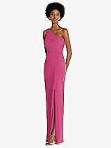 Side View Thumbnail - Tea Rose One-Shoulder Chiffon Trumpet Gown