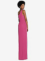 Rear View Thumbnail - Tea Rose One-Shoulder Chiffon Trumpet Gown