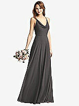 Front View Thumbnail - Caviar Gray Cowl Neck Criss Cross Back Maxi Dress