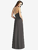 Rear View Thumbnail - Caviar Gray Cowl Neck Criss Cross Back Maxi Dress