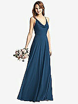 Front View Thumbnail - Dusk Blue Cowl Neck Criss Cross Back Maxi Dress