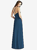 Rear View Thumbnail - Dusk Blue Cowl Neck Criss Cross Back Maxi Dress