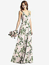 Front View Thumbnail - Palm Beach Print Cowl Neck Criss Cross Back Maxi Dress