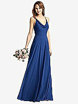 Front View Thumbnail - Classic Blue Cowl Neck Criss Cross Back Maxi Dress