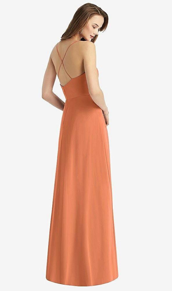 Back View - Sweet Melon Cowl Neck Criss Cross Back Maxi Dress