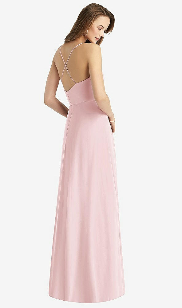 Back View - Ballet Pink Cowl Neck Criss Cross Back Maxi Dress