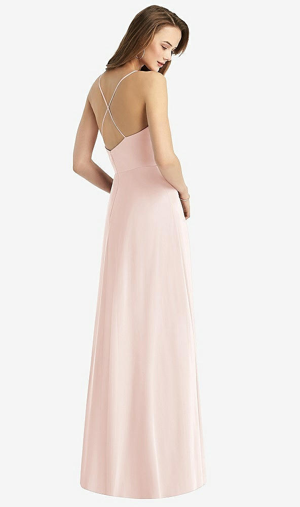 Back View - Blush Cowl Neck Criss Cross Back Maxi Dress