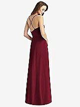 Rear View Thumbnail - Burgundy Cowl Neck Criss Cross Back Maxi Dress