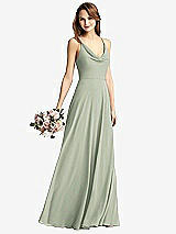 Front View Thumbnail - Celadon Cowl Neck Criss Cross Back Maxi Dress