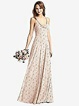 Front View Thumbnail - Coquette Floral Print Cowl Neck Criss Cross Back Maxi Dress