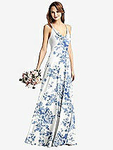 Front View Thumbnail - Cottage Rose Dusk Blue Cowl Neck Criss Cross Back Maxi Dress