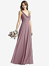 Front View Thumbnail - Dusty Rose Cowl Neck Criss Cross Back Maxi Dress