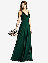 Front View Thumbnail - Hunter Green Cowl Neck Criss Cross Back Maxi Dress