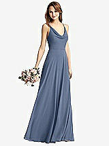 Front View Thumbnail - Larkspur Blue Cowl Neck Criss Cross Back Maxi Dress