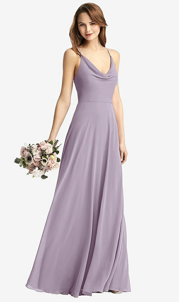 Front View - Lilac Haze Cowl Neck Criss Cross Back Maxi Dress